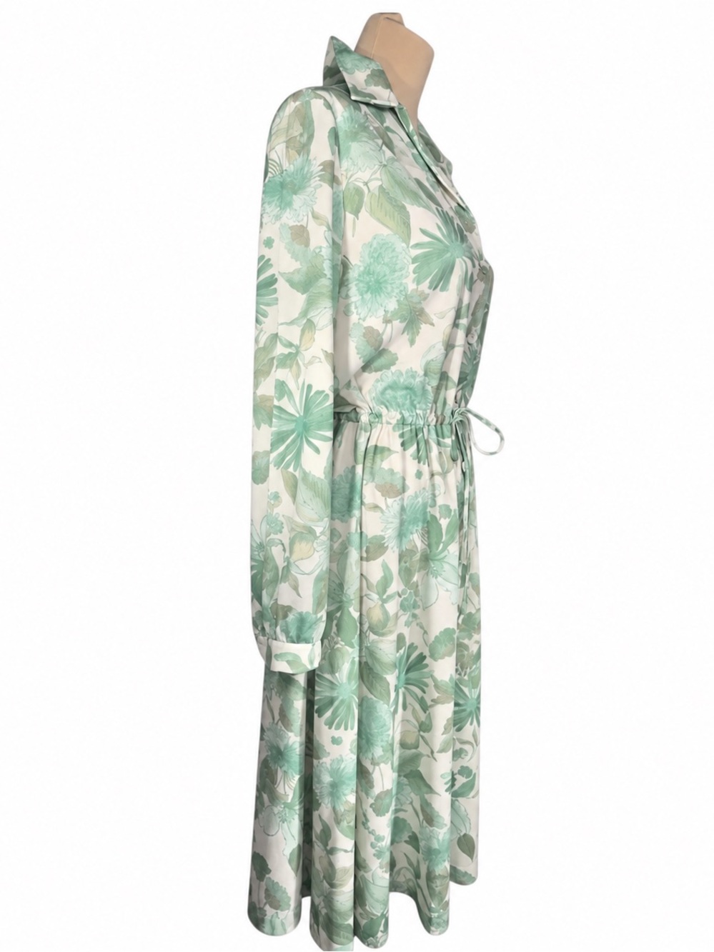 Vintage 1970s Malouf of Dallas Floral Shirtwaist Midi Dress 13/14 - Picture 3 of 7